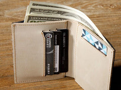 Black Leather Mens Small Wallet Bifold Wallet for Men - imessengerbags