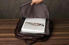 Genuine Leather Mens Cool Backpack Sling Bag Large Black Travel Bag Hiking Bag for men - imessengerbags