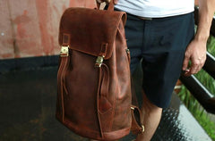 Cool Coffee Mens Leather Backpacks Travel Backpacks Laptop Backpack for men - imessengerbags