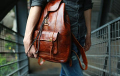 Handmade Leather Mens Backpacks Travel Backpacks Laptop Backpack for men