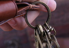 Genuine Leather Mens Cool Phone Key Wallet Card Slim Wallet Key Holder Car Key Case for Men - imessengerbags