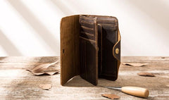 Vintage Slim long Wallets Leather Mens Coffee Wallet Long Wallet for Men - imessengerbags