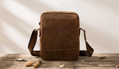 Cool Mens Small Leather Brown Bag Messenger Bags Shoulder Bags  for Men