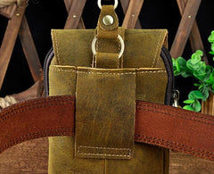 Small Mens Leather Belt Pouch Holsters Belt Case Cell Phone Waist Pouch for Men
