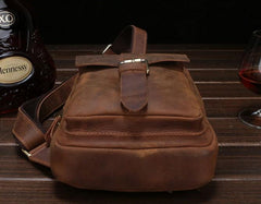 Vintage Leather Mens Sling Shoulder Bag Sling Bag Chest Bag Sling Backpack for men - imessengerbags