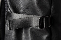 Genuine Leather Mens Cool Backpack Sling Bag Large Black Travel Bag Hiking Bag for men
