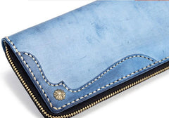 Handmade Leather Mens Clutch Wallet Cool Takahashi Wallet Long Zipper Wallets for Men - imessengerbags