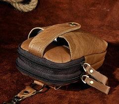 Mens Small Leather Holster Belt Case Belt Pouch Cell Phone Waist Pouch for Men