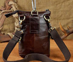 Mens Leather Small Side Bag Waist Pouch Holster COURIER BAG Belt Case Belt Pouch for Men