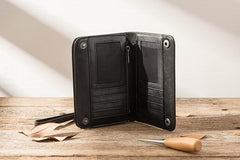 Cool Black Wristlet Wallet Leather Mens Long Wallet Long Wallet for Men - imessengerbags