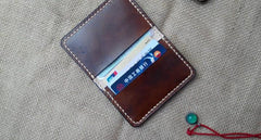 Mens Leather Slim Front Pocket Bifold Small Wallets Card Wallet for Men - imessengerbags