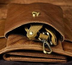Leather Mens Small Side Bag COURIER BAG Waist Bag Holster Belt Case Belt Pouch for Men