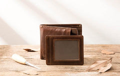 Cool Leather Mens Small Wallets Bifold Vintage billfold Wallets for Men - imessengerbags