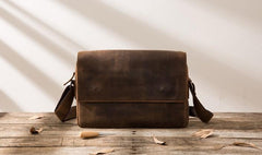 Cool Leather Coffee  Mens Messenger Bags Vintage Shoulder Bags  for Men