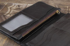 Handmade Leather Mens Cool Wallet Long Leather Wallet Phone Wallet for Men - imessengerbags