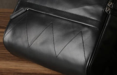 Genuine Leather Mens Cool Backpack Sling Bag Large Black Travel Bag Hiking Bag for men