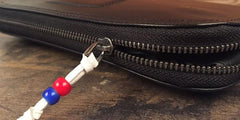 Genuine Leather Mens Cool Long Leather Wallet Zipper Clutch Wristlet Wallet for Men - imessengerbags