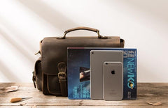 Coffee Vintage Leather Mens Camera Messenger Bag Crossbody Camera Bags for Men - imessengerbags