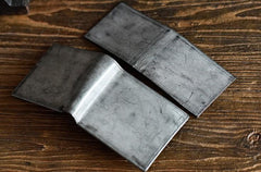 Genuine Leather Mens Cool billfold Leather Wallet Men Small Wallets Bifold for Men - imessengerbags