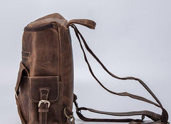 Vintage Cool Leather Mens Backpack Large Travel Bag Hiking Bag for men - imessengerbags