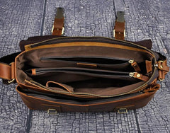 Cool Vintage Brown Leather Mens Side Bag Messenger Bag Shoulder Bag for Men