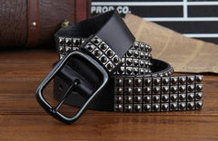 Genuine Leather Punk Rock Biker Trucker Mens Belt Men Black Coffee Belt for Men