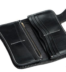 Handmade Leather Tooled Prajna Mens Chain Biker Wallet Cool Leather Wallet With Chain Wallets for Men - imessengerbags