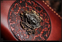Handmade Leather Tibetan Mens Chain Biker Wallet Cool Leather Wallet Long Clutch Wallets for Men - imessengerbags
