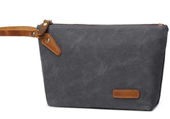 Cool Canvas Leather Mens Wristlet Bag Vintage Clutch Zipper Bag for Men