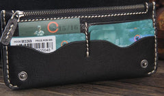 Handmade Genuine Leather Mens Cool Long Leather Wallet Bifold Clutch Wallet for Men - imessengerbags