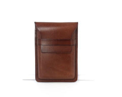 Badass Leather Mens Card Wallet Front Pocket Wallets Small Slim Wallet Change Wallet for Men - imessengerbags