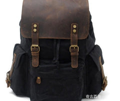 Black Waxed Canvas Travel Backpack 