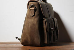 Handmade Leather Mens Cool Messenger Bag Work Bag Backpack Travel Bag Briefcase Bag for men