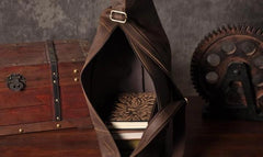 Genuine Leather Mens Cool Chest Bag Sling Bag Crossbody Bag Travel Bag Hiking Bag for men