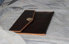Handmade Leather Mens Large Clutch Wallet Wristlet Wallet iPad Case