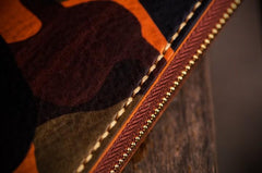 Handmade Leather Men Camouflage Cool Leather Wallet Long Phone Clutch Wallets for Men - imessengerbags