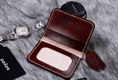 Leather Mens Slim Front Pocket Bifold Small Wallets Card Wallet for Men - imessengerbags
