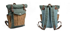 waxed canvas laptop bag Green waxed cotton backpack for women