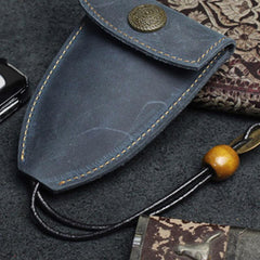 Handmade Leather Floral Mens Cool Car Key Wallet Coin Wallet Pouch Car KeyChain for Men - imessengerbags