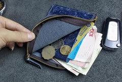 Handmade Leather Floral Mens Front Pocket Wallet Cool Slim Leather Wallet Men billfold Wallets Bifold for Men - imessengerbags