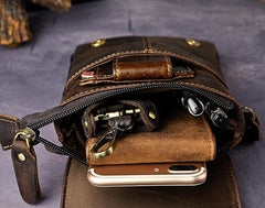 Mens Leather Small Side Bag COURIER BAGs Waist Pouch Holster Belt Case Belt Pouch for Men - imessengerbags