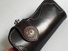 Handmade Leather Biker Wallet Mens Cool Chain Wallet Trucker Wallet with Chain