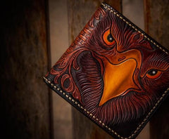 Handmade Leather Eagle Tooled Mens billfold Wallet Cool Leather Wallet Slim Wallet for Men - imessengerbags