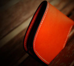 Handmade Leather Bifold Mens billfold Wallet Cool Slim Wallet Biker Wallet for Men