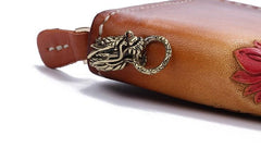 Handmade Leather Ganesha Mens Chain Biker Wallet Cool Leather Wallet With Chain Wallets for Men - imessengerbags