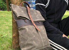 Vintage Cool Mens Waxed Canvas Backpack Canvas Backpack for Men - imessengerbags