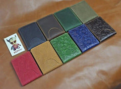 Handmade Leather Floral Mens License Wallets Cool Short Wallet Card Holder Small Card Slim Wallets for Men