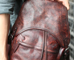 Coffee Leather Mens Backpack Travel Backpack Laptop Backpacks for men