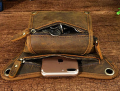 Mens Leather Biker Drop Leg Bag Waist Bag Belt Pouch Pack Side Bag for Men