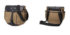 Mens Canvas Leather Saddle Side Bag Messenger Bag Canvas Shoulder Bag for Men